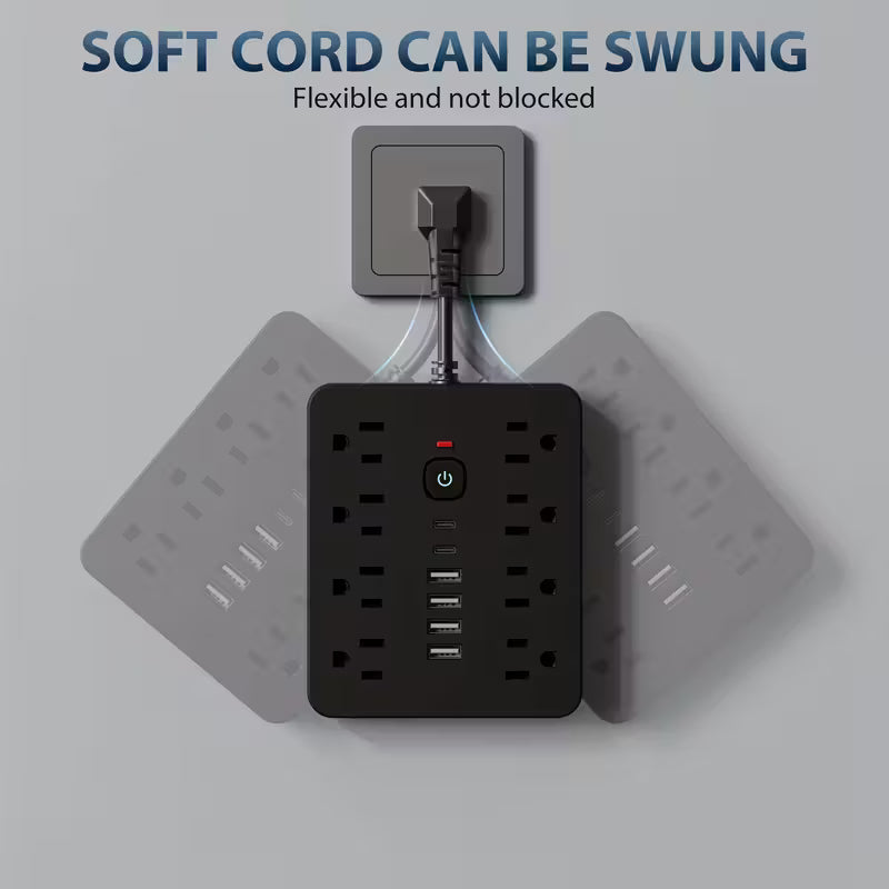 14-in-1 Power Strip with Surge Protection | 4 AC Outlets + 6 USB Ports (2 Type-C) with One-Touch Switch