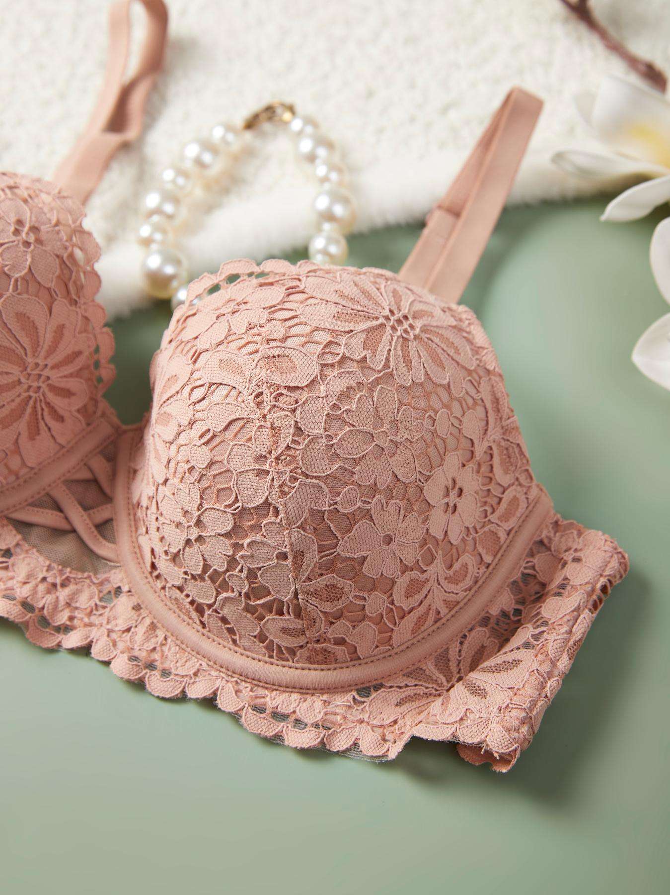 Lace Push-Up Bra for Women – Padded Floral Lingerie with Underwire Support