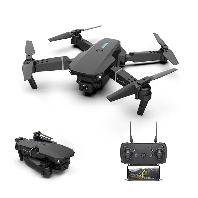 E88 Foldable Quadcopter with Dual HD 4K Cameras, Height Hold, Wifi RC – Ideal Gift Toy Drone