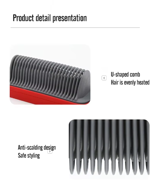 Dual-Use Electric Hair Straightener Comb – LCD Display, Fast Heating, Tourmaline Ceramic