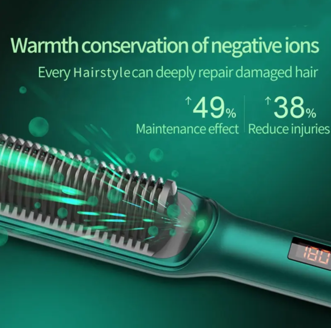 Dual-Use Electric Hair Straightener Comb – LCD Display, Fast Heating, Tourmaline Ceramic