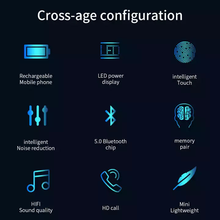 True Wireless Stereo Headphones TWS Headset Lcd Digital Display Waterproof Noise Reduction Wireless Earphone