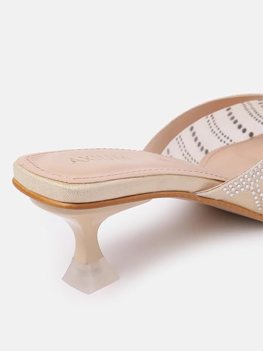 Women’s Knitted Embellished Heel Mules | Elegant Slip-On 2 Inch Heels for Party & Casual Wear