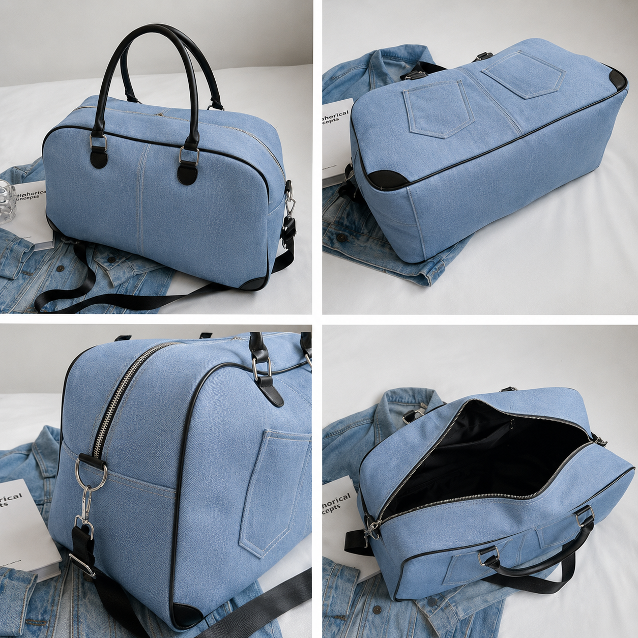 Large Capacity Lightweight Denim Tote Bag | Multifunction Travel Shoulder & Unisex Crossbody Bag