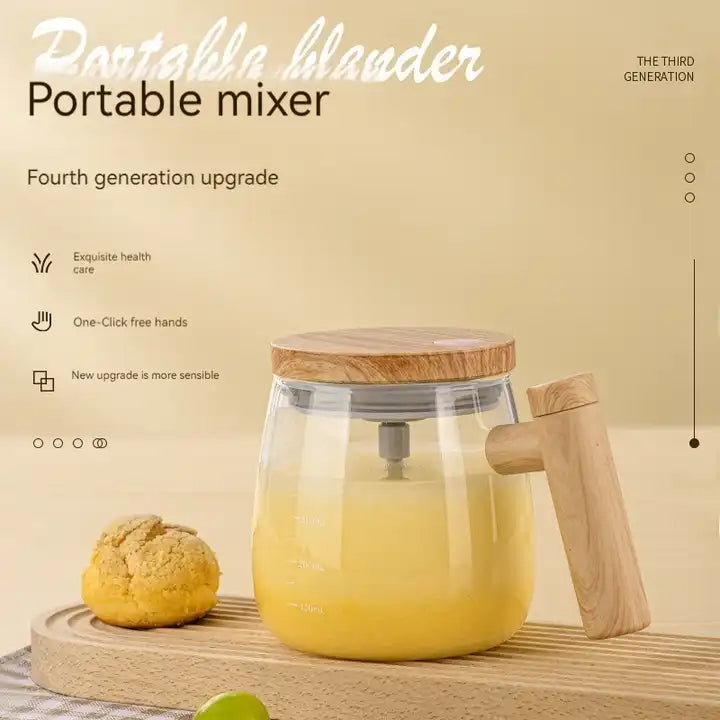 Electric Coffee Mug , Protein Shaker , Egg Blender Wooden Portable Blender