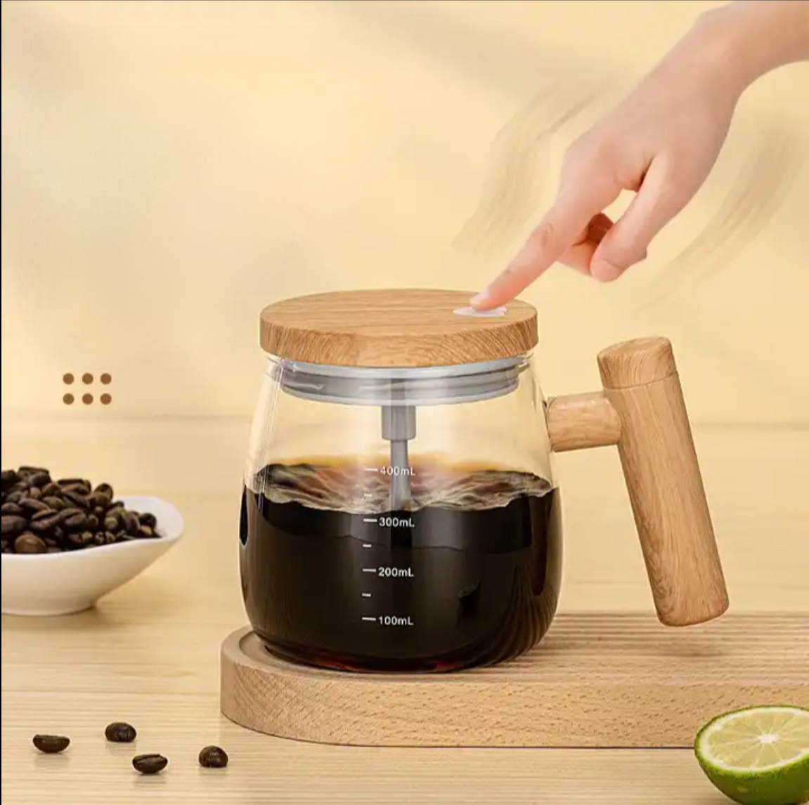 Electric Coffee Mug , Protein Shaker , Egg Blender Wooden Portable Blender