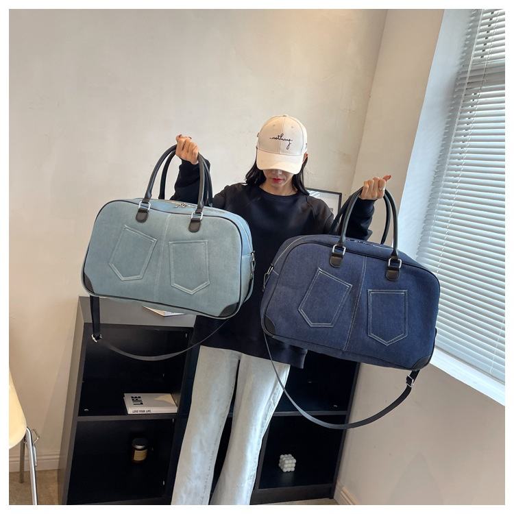 Fashion simple denim handbag unisex style