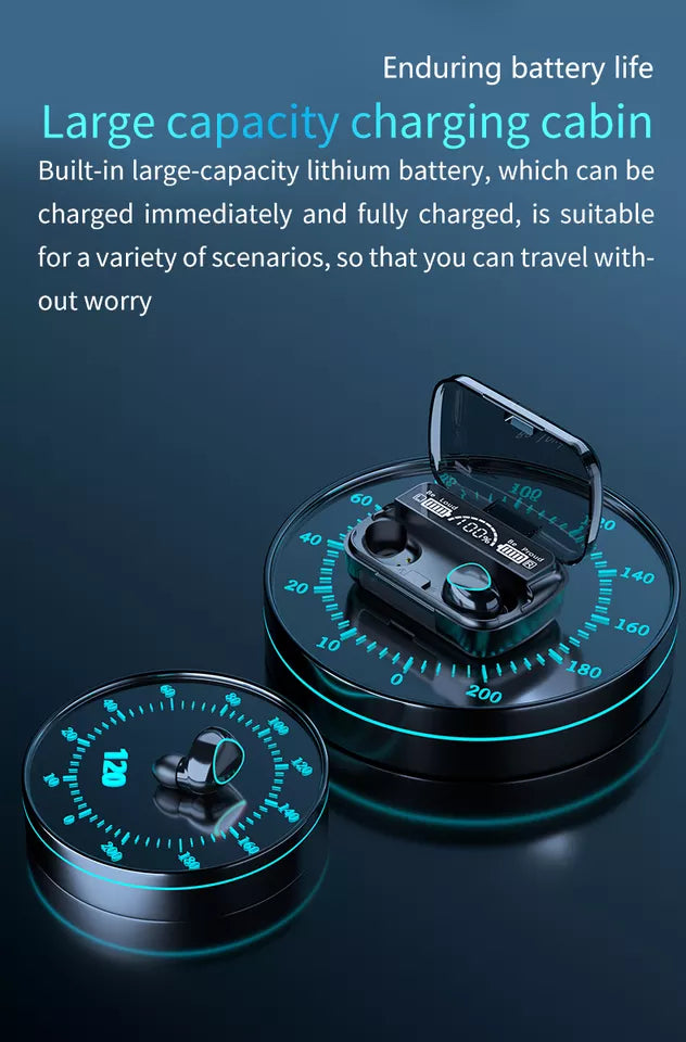Touch Control Wireless Stereo Bass Headphone With LED Digital Display Earbuds